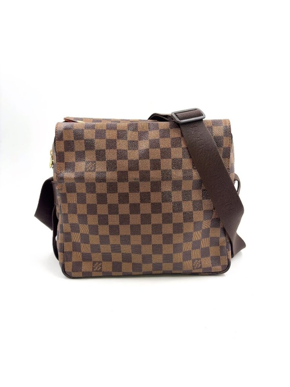 Louis Vuitton Naviglio Damier Ebene Leather Brown Shoulder Bag Gold